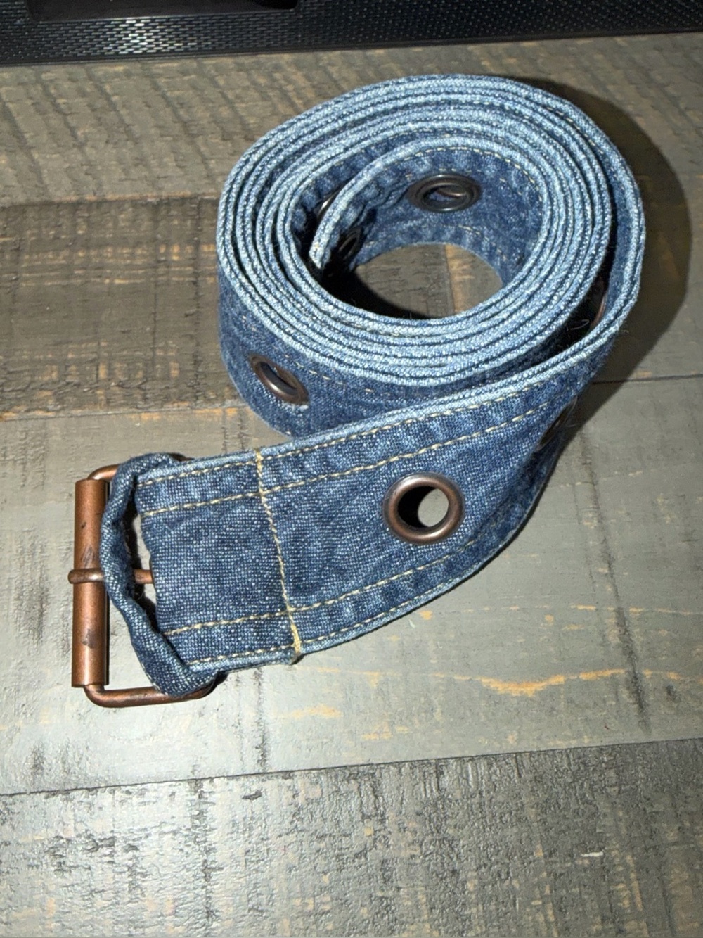 Women's 41" Denim Grommet Belt in Blue accessories